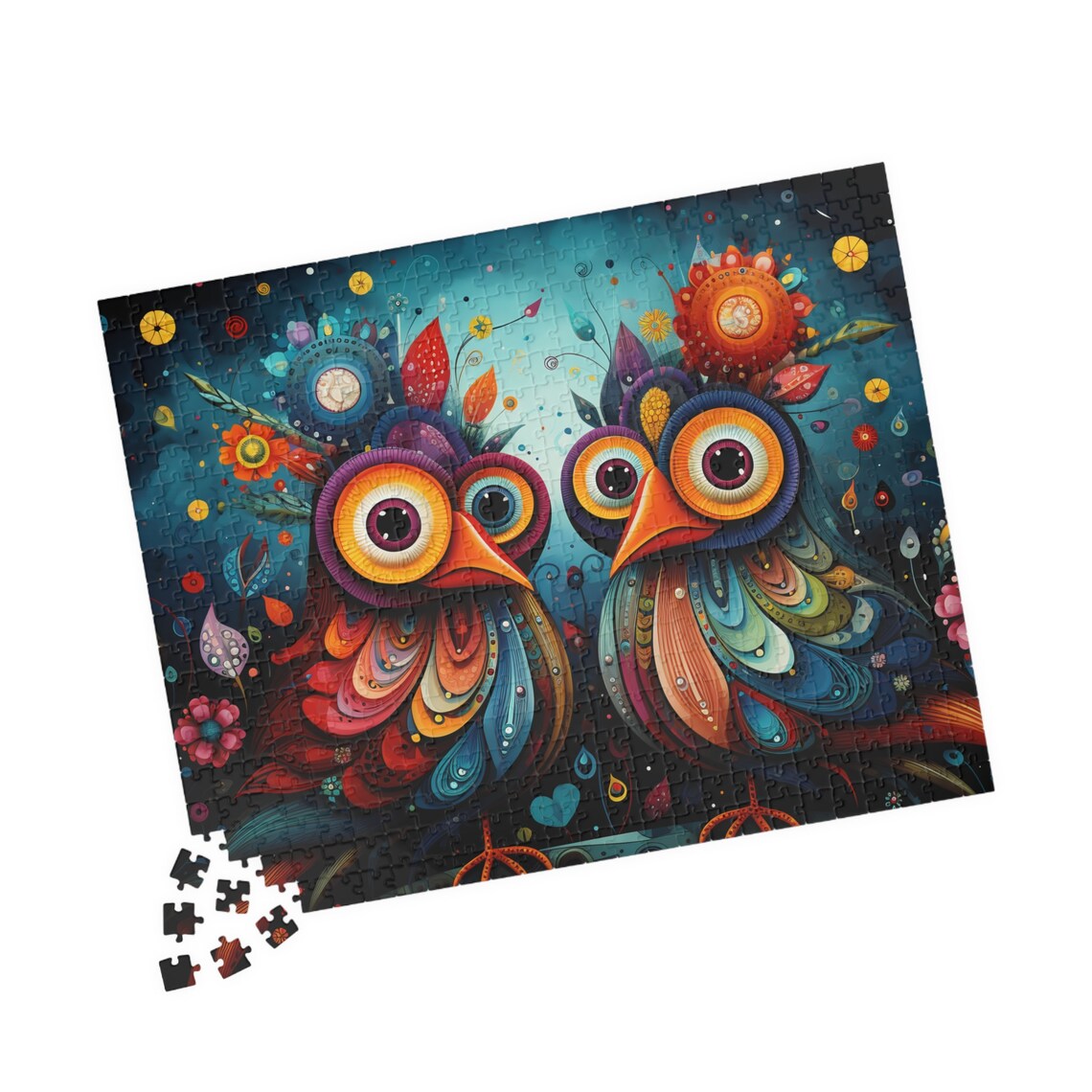 Pair of Colorful Psychedelic Birds With Big Round Eyes Poster - Image 5