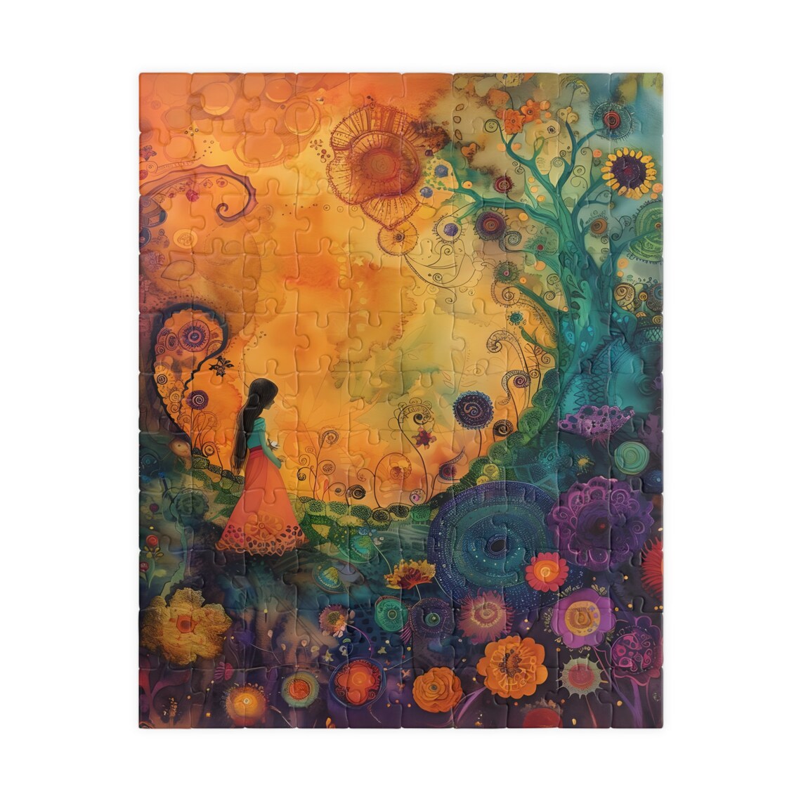 Dreamy Fantasy Garden Girl Giant Whimsical Flowers Sunshine Poster - Image 2