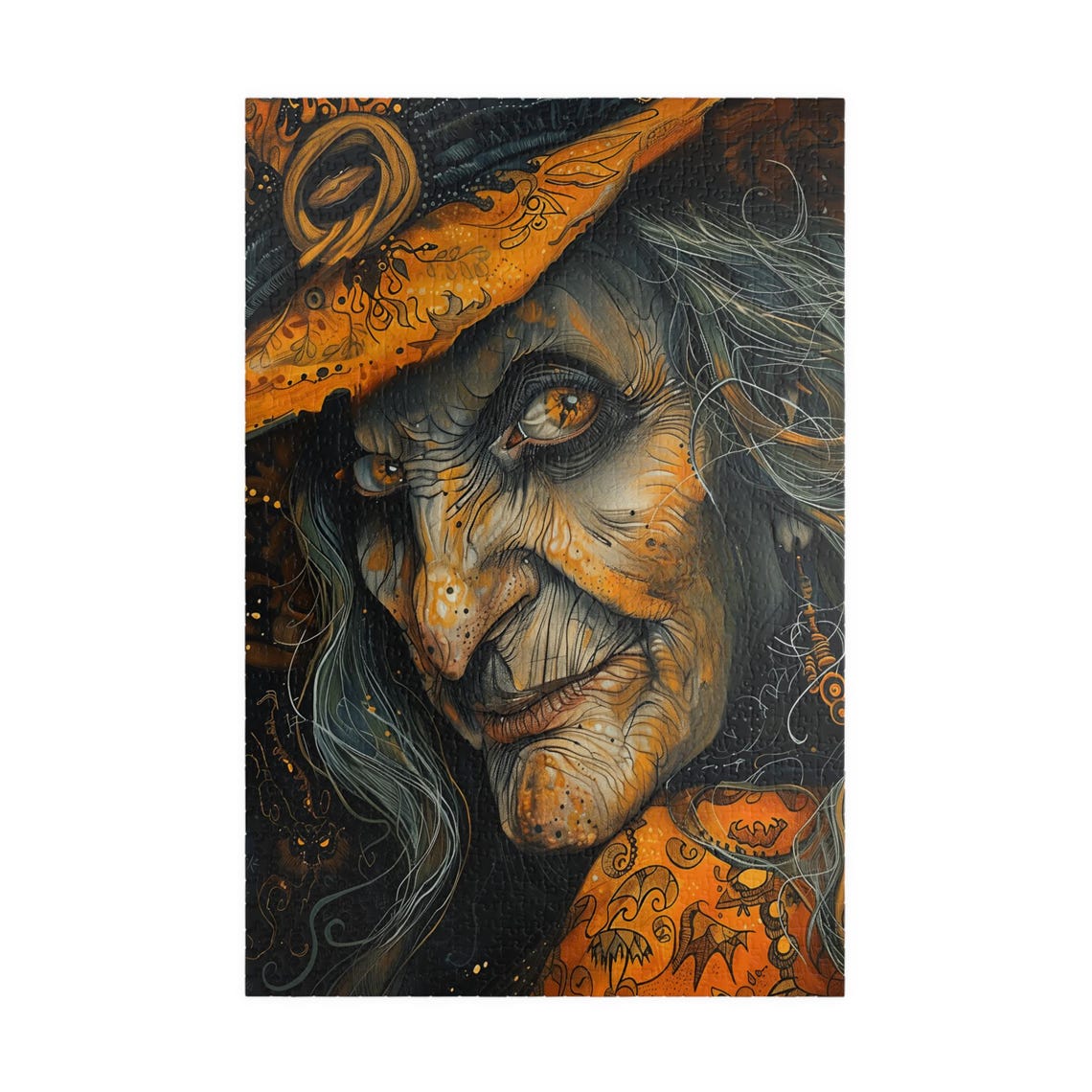 Fierce Sketch Style Witch In Fiery Orange And Black Art Poster - Image 3