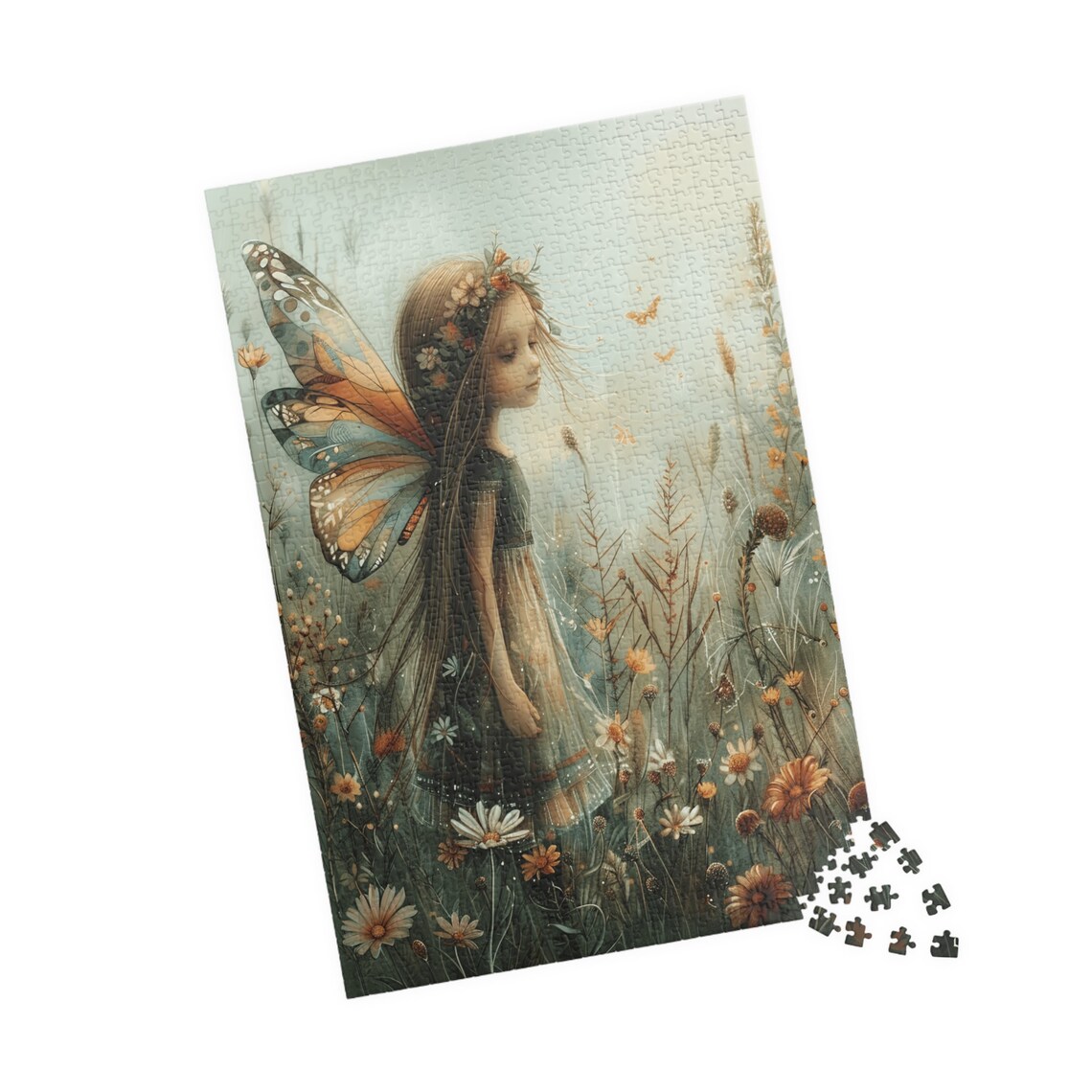 Delicate Fairy Girl With Butterfly Wings Wildflower Art Poster - Image 4