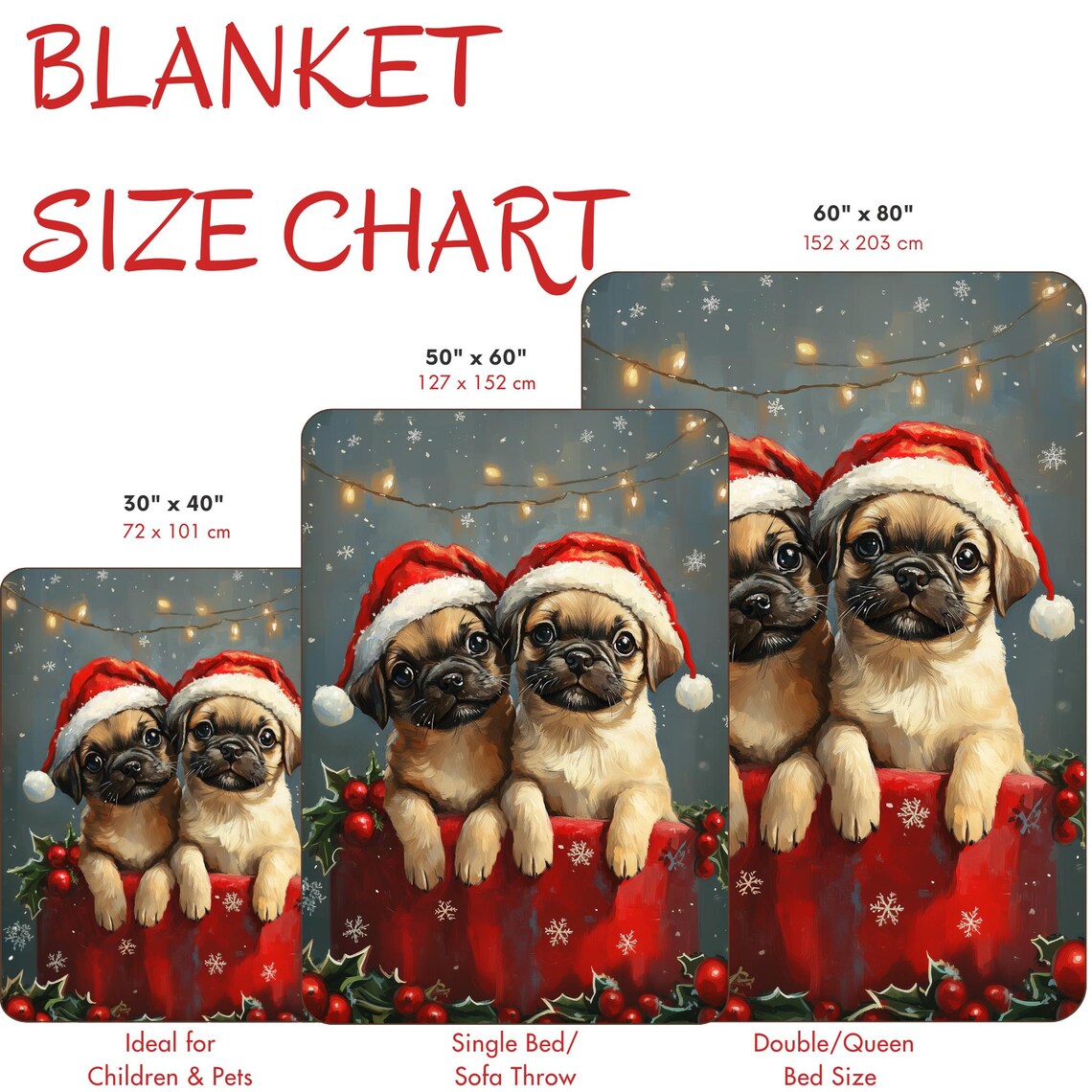 Two Adorable Pugs In Santa Hats With A Christmas Sack Holiday Poster - Image 4