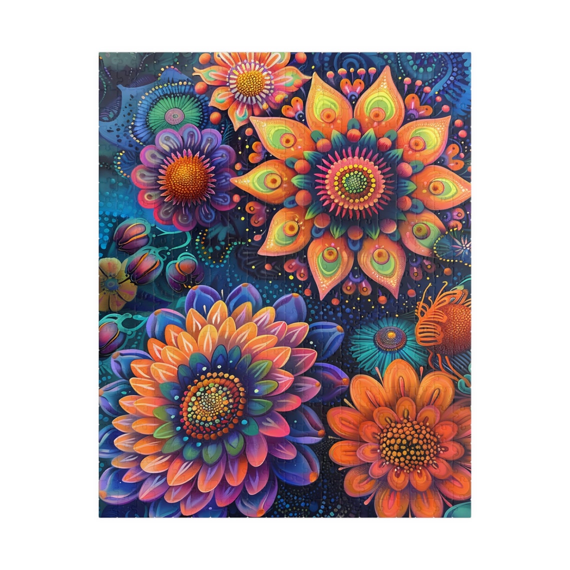 Tropical Dream Fantasy Flowers V Psychedelic Bouquet Night Poster - Image 5