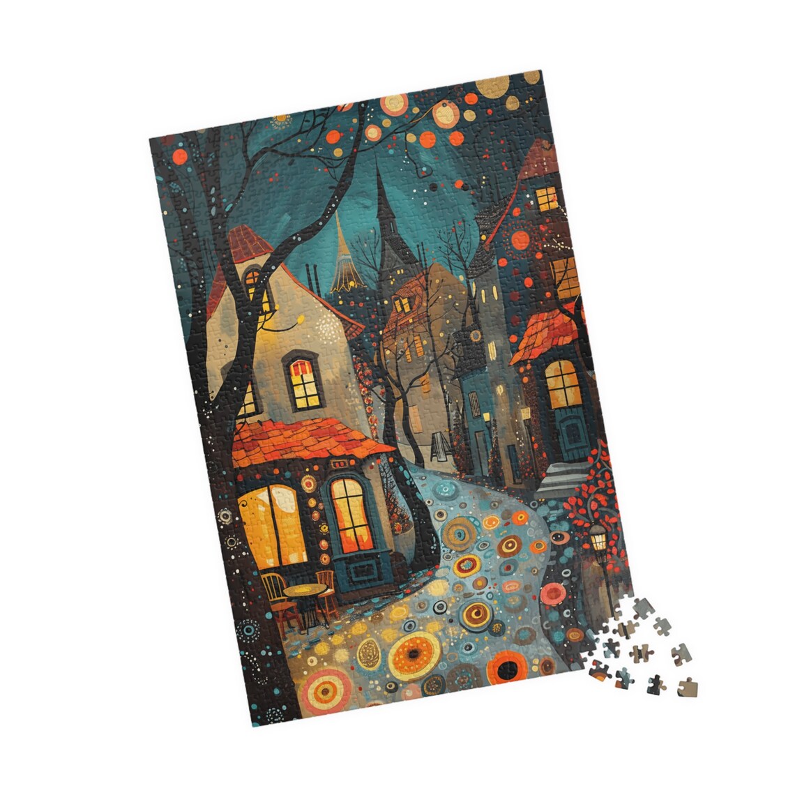 Twinkling Paris Street Night Cafe Colorful Mosaic Art Poster - Image 4