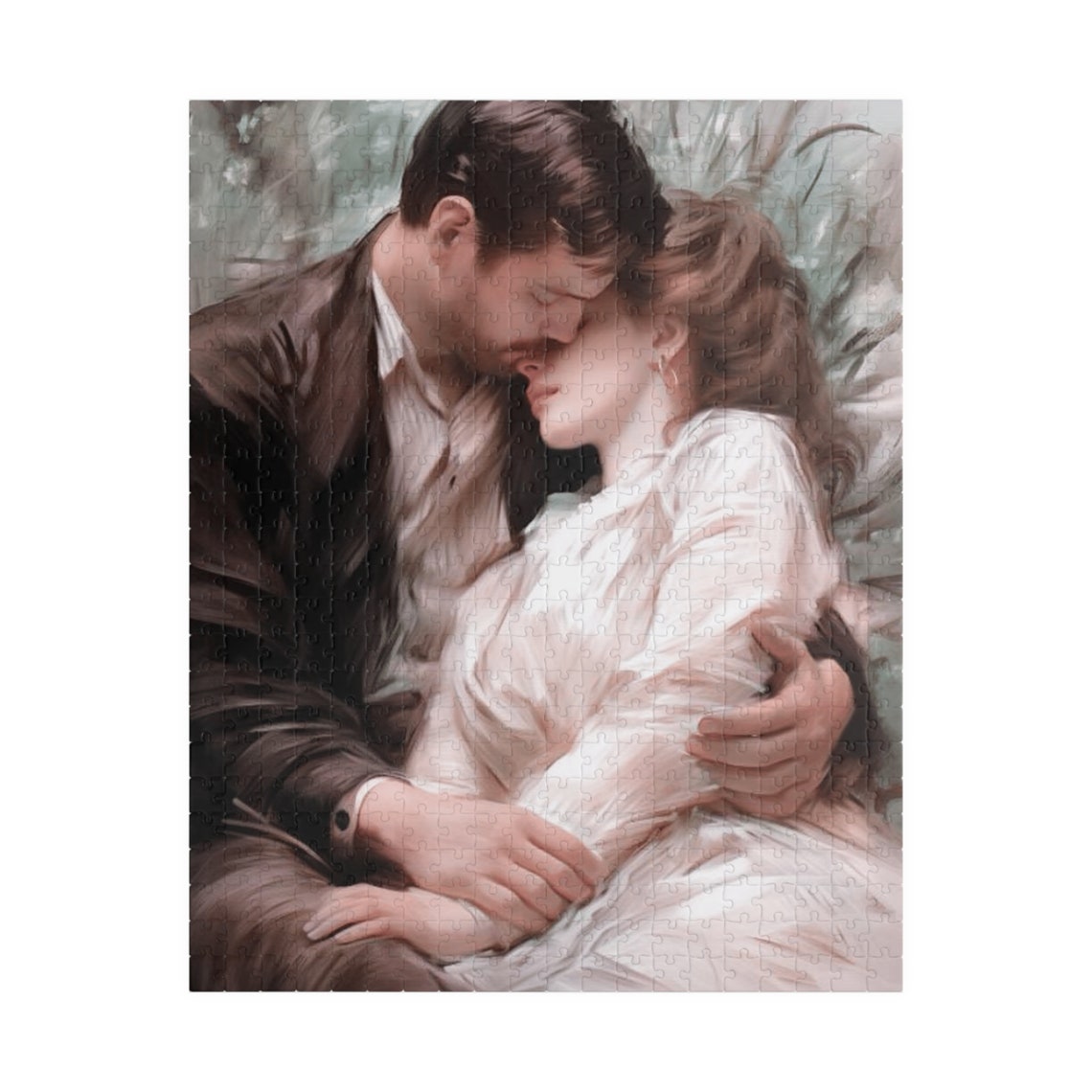 Romantic Victorian Couple Embracing Impressionist Style Art Print - Image 5