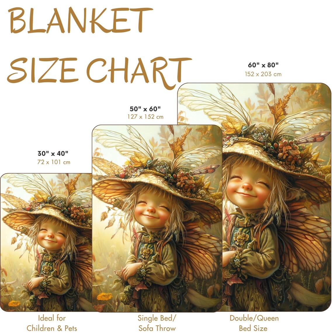Smiling Harvest Fairy with Leaf Wings and Autumn Leaves Poster - Image 4