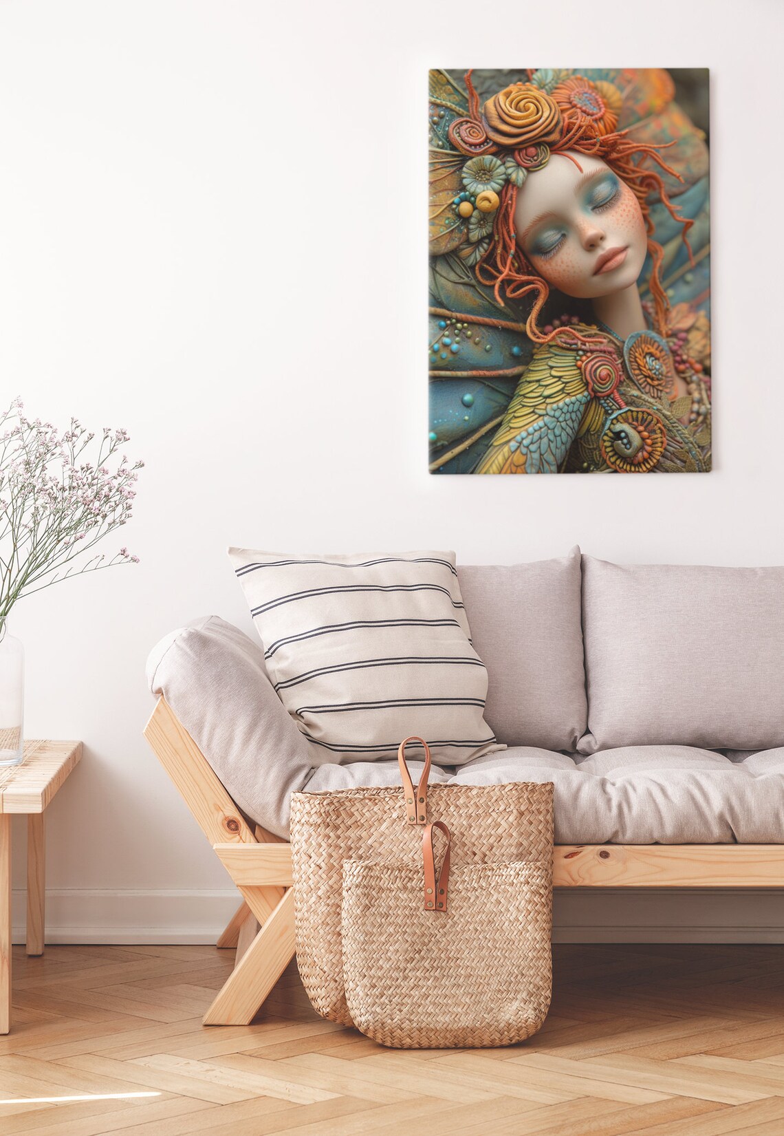 Blissful Sleeping Forest Fairy with Ornate Butterfly Wings Poster - Image 3
