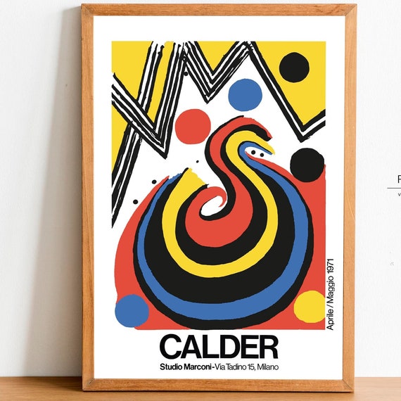 Calder Exhibition Poster Vintage 70s Milano Italy Wall Art Mid Century Modern Art Vp 87