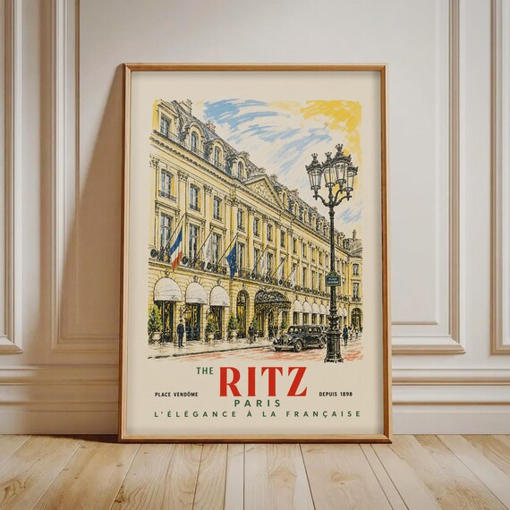 The Ritz Paris Place Vendome 1898 Vintage Hotel Travel Poster France
