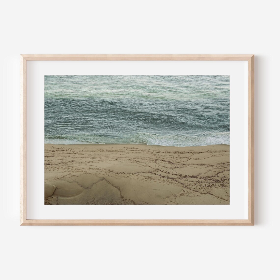 Minimal Ocean Waves Meeting a Quiet Sandy Beach Fine Art Poster