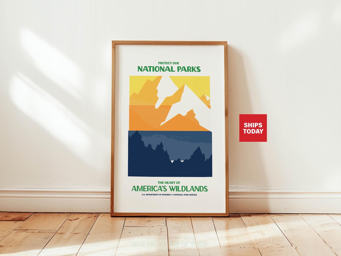 Retro National Parks Travel Poster, Wildlands Print