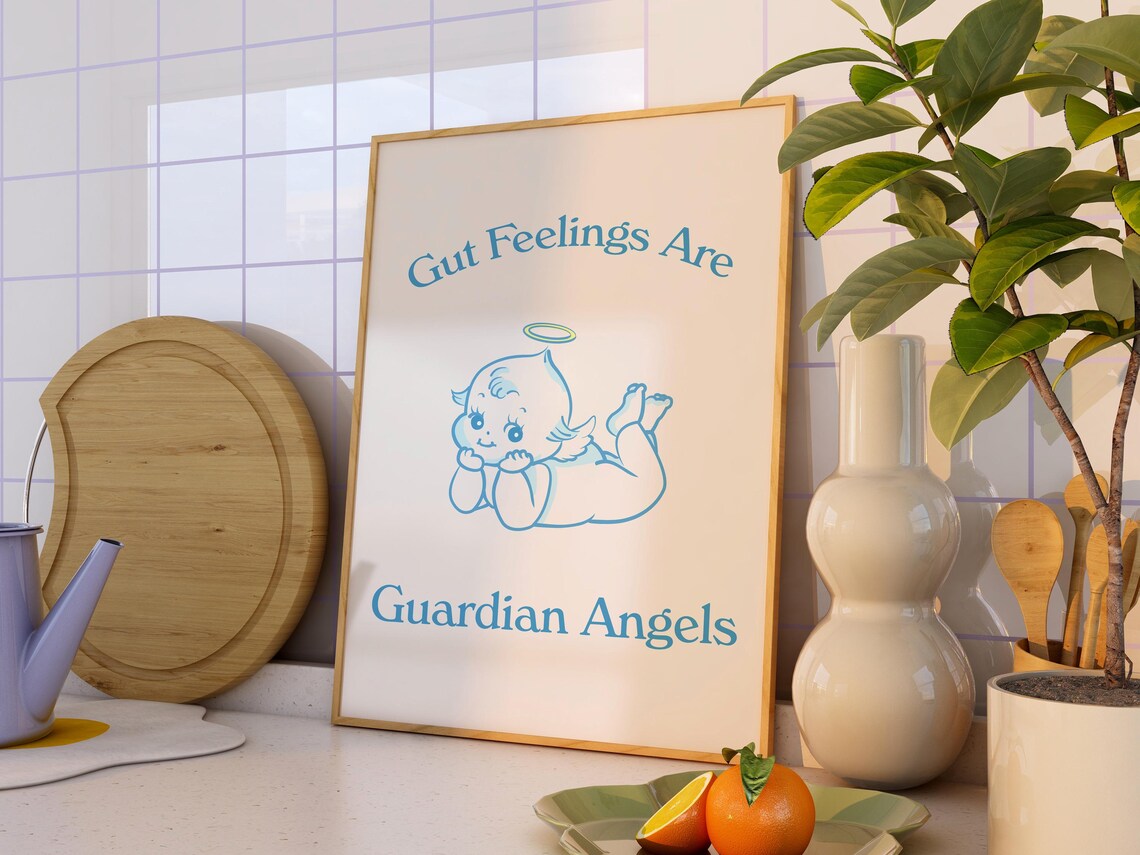 Sweet Baby Blue Angel Cherub Gut Feelings Saying Quote Poster - Image 2