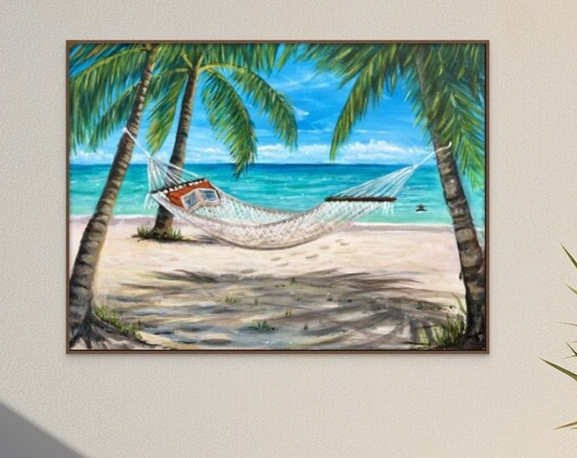Beach Hammock Palms Ocean View Open Book Island Relaxing Travel Poster - Image 3