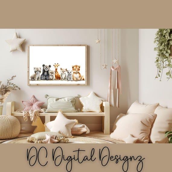 Nursery Wall Art Watercolor Animals Art Nursery Decor Cute Baby Animal Prints Woodland Safari Farm Animals Instant