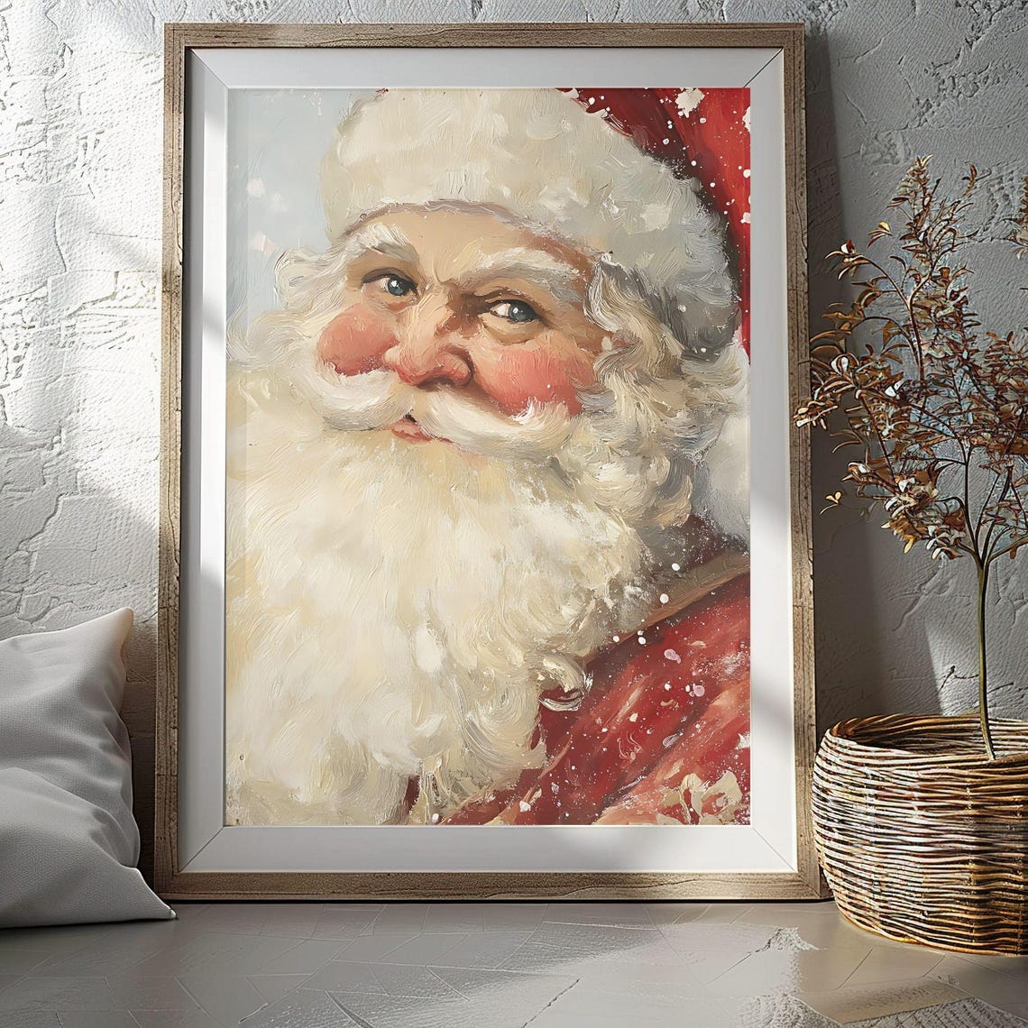 Christmas Wall Art Wall Art Of Santa Claus Oil Painting Style Christmas Decor Santa Art Holiday Home Decor