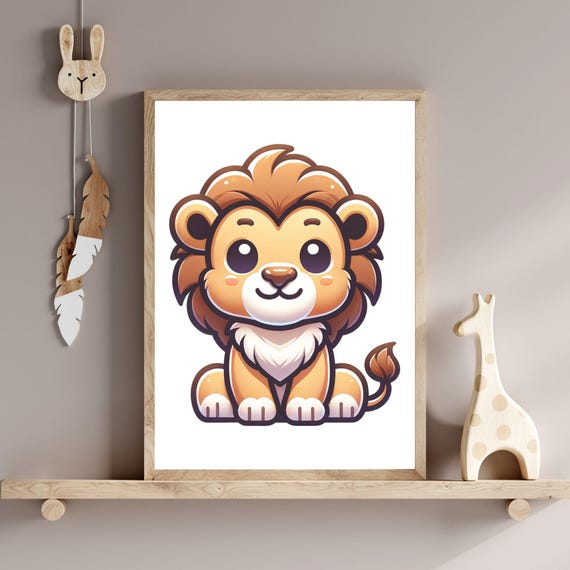 Nursery Wall Art Watercolor Lion Cub Wall Art For Kids Room Or Nursery Cute Baby Animal Artwork Safari Nursery Decor