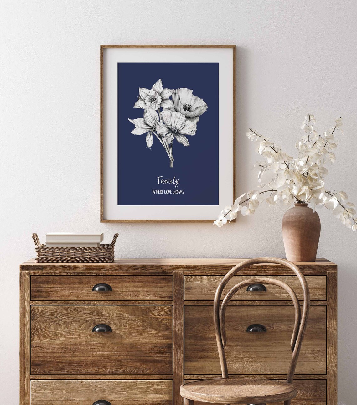 Custom Birth Flower Family Bouquet Line Art - Image 2