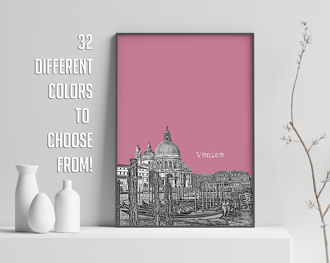 Venice Italy Grand Canal Color Block Poster With Custom Sky Color