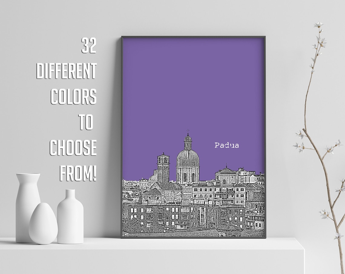 Padua Italy Basilica Dome Purple Pop Art Old City Skyline Poster