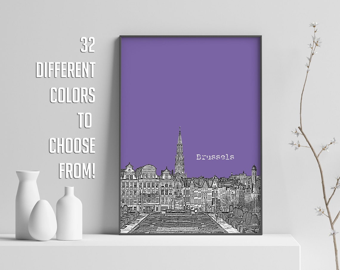 Brussels Belgium Grand Place Color Block Poster Custom Sky Color