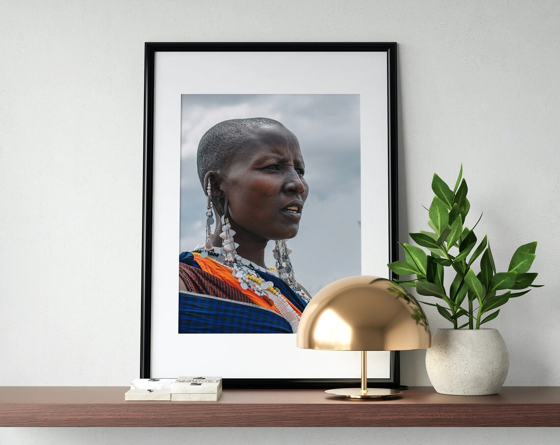 Maasai Woman Portrait Photo Print Tribal Jewelry Fine Art Wall Decor - Image 2