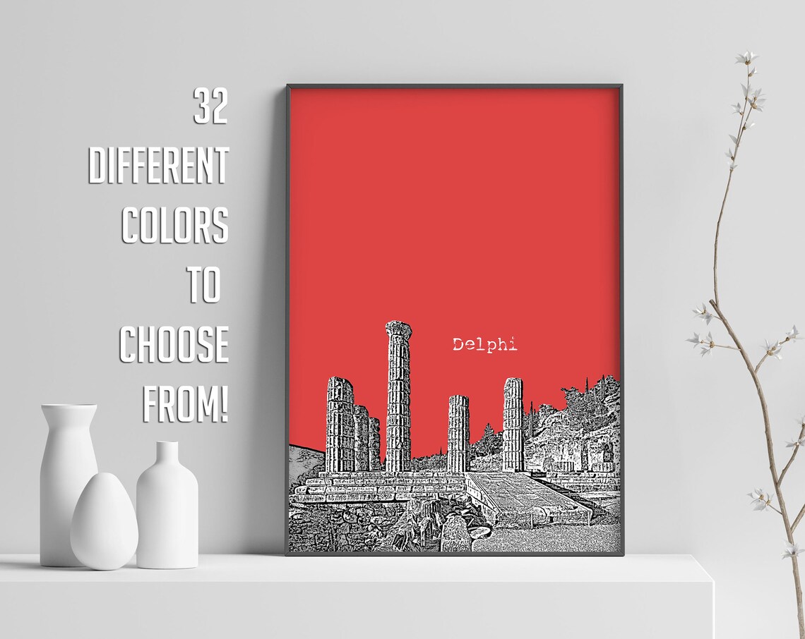 Delphi, Greece Skyline Travel Poster Art Print