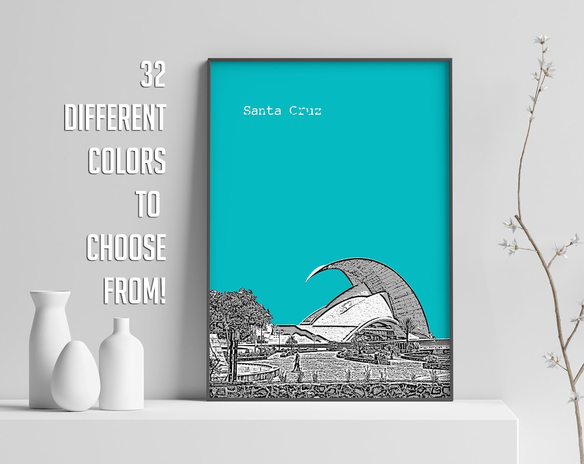 Santa Cruz Tenerife Sail Hall Color Block Poster Custom Sky Color