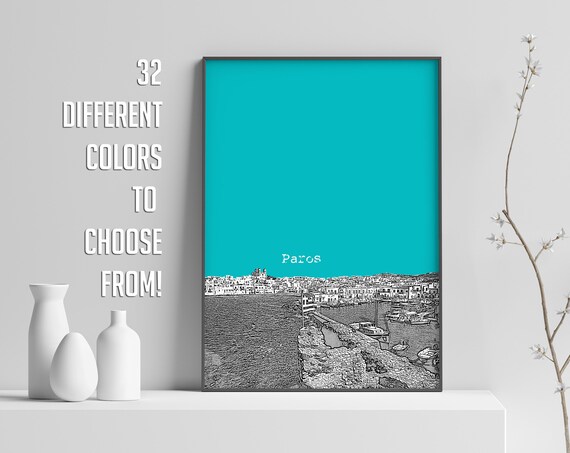 Paros Print Greece Poster Paros Skyline Travel Poster City Print Office Wall Decor Paros Island Greece