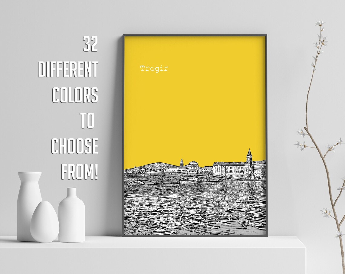 Trogir Croatia Skyline Travel Poster, Dalmatia