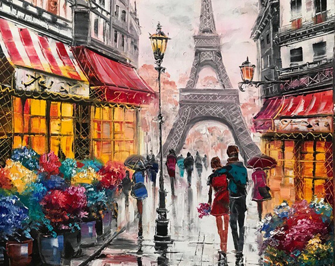 Love In Paris, Eiffel Tower Romantic Art Print