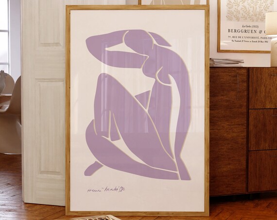 Lilac Matisse Nude Print Purple Matisse Poster Large Wall Art Abstract Nude Bathroom Decor Modern Wall Art Instant