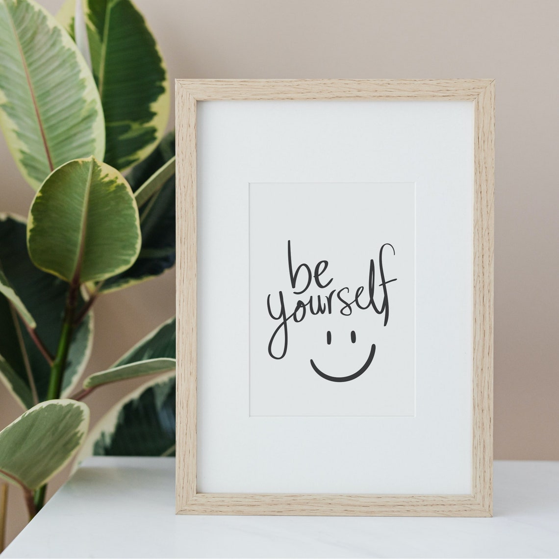Be Yourself Poster Smiley Face Handwritten Typography Quote Art - Image 4