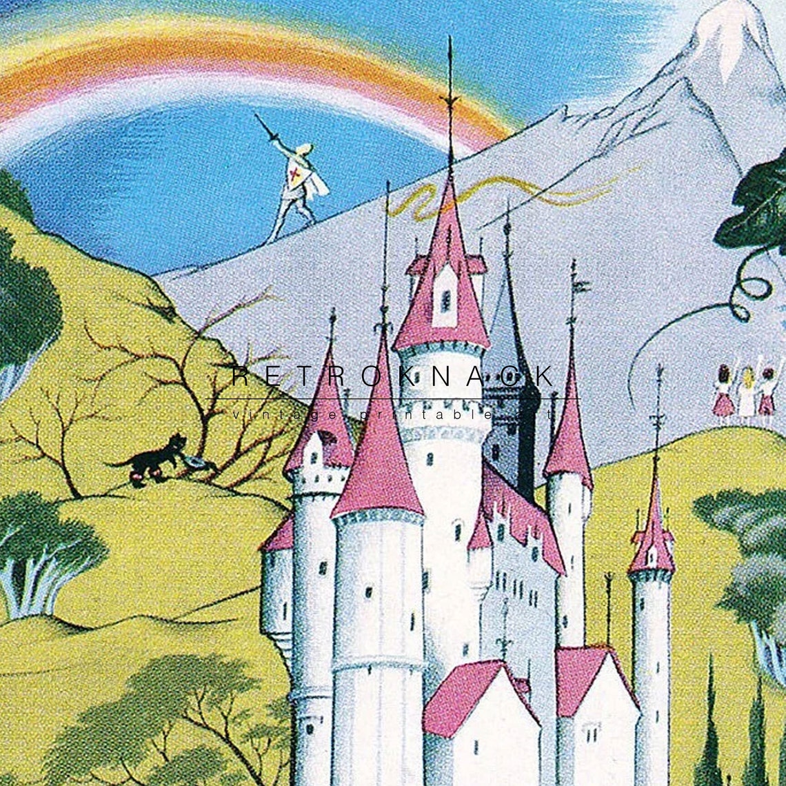 Fairyland Storybook Castle Nursery Vintage Children Illustration Print - Image 2