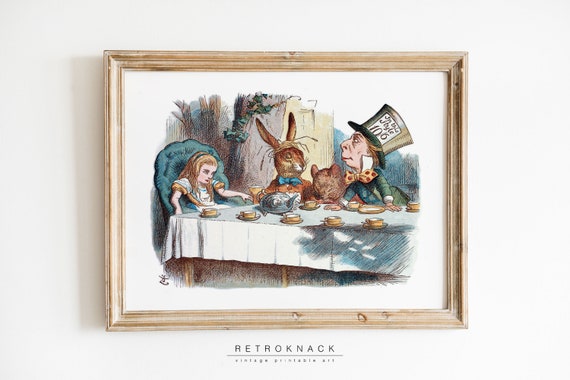 Mad Hatter Tea Party Wall Art Alice In Wonderland Decor Iconic Classic Tenniel Drawings Vp71