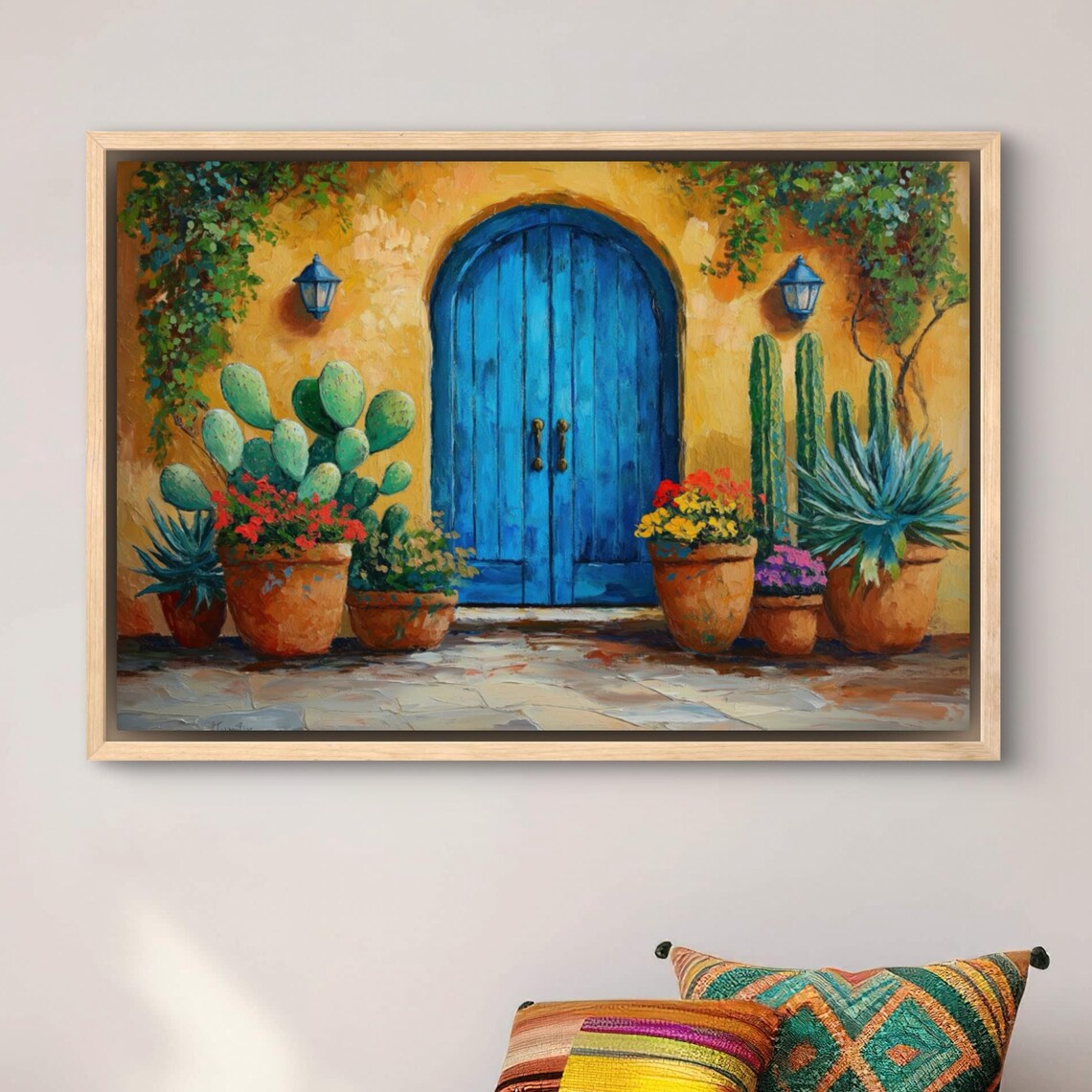 Southwest Cactus and Blue Door Art Print