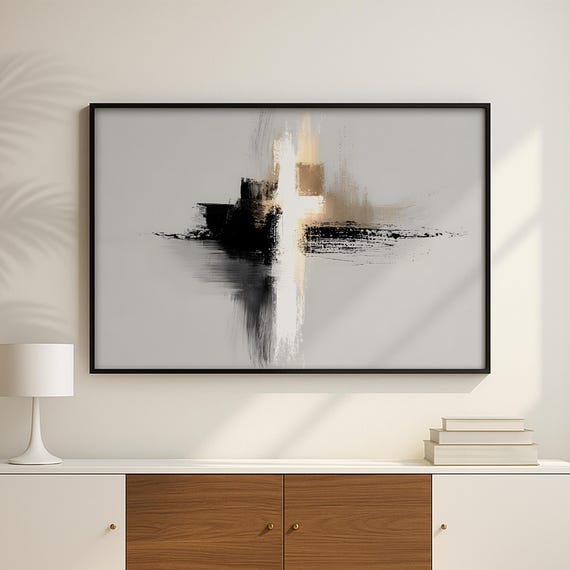 Black Gold Brushstroke Modern Art Print