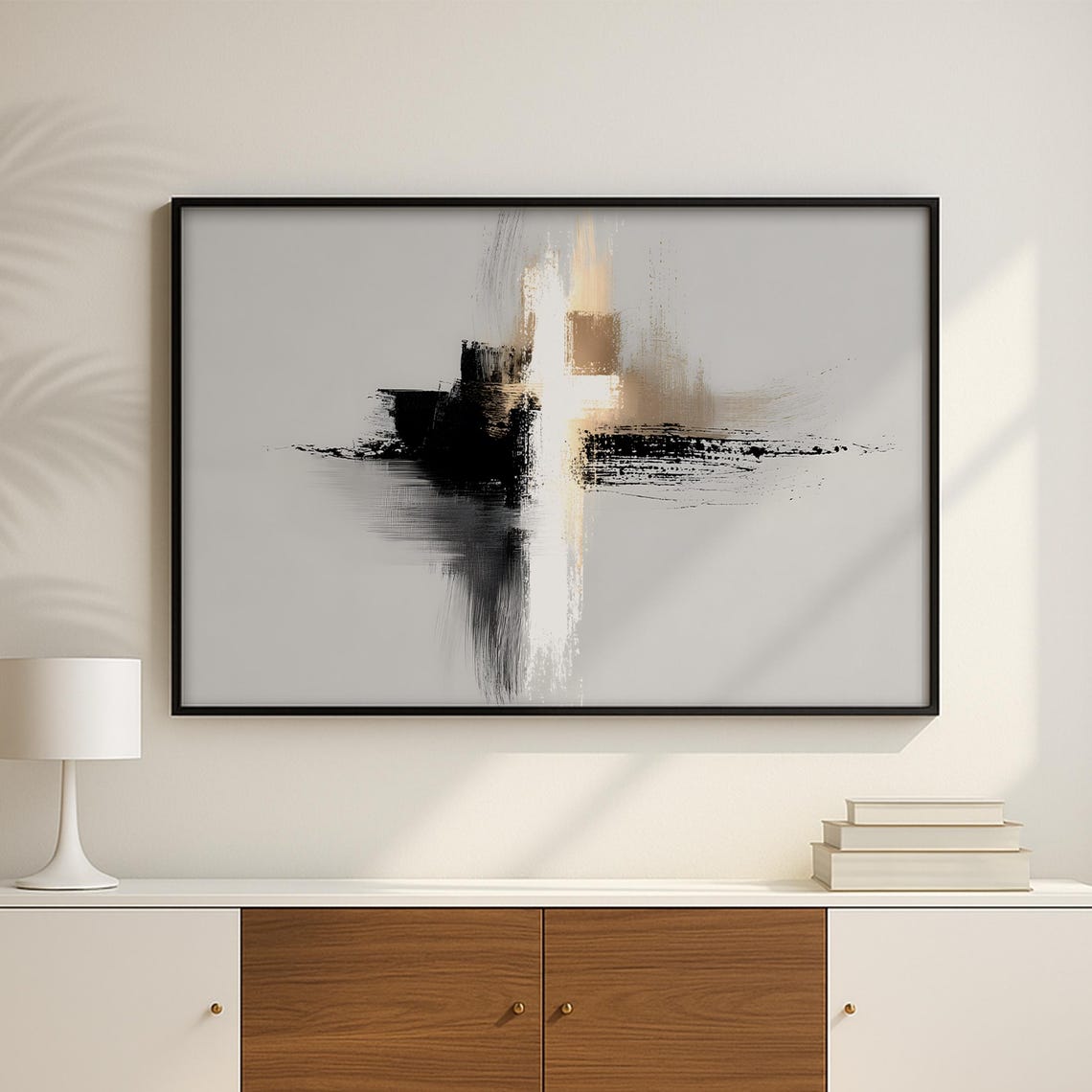 Black Gold Brushstroke Modern Art Print