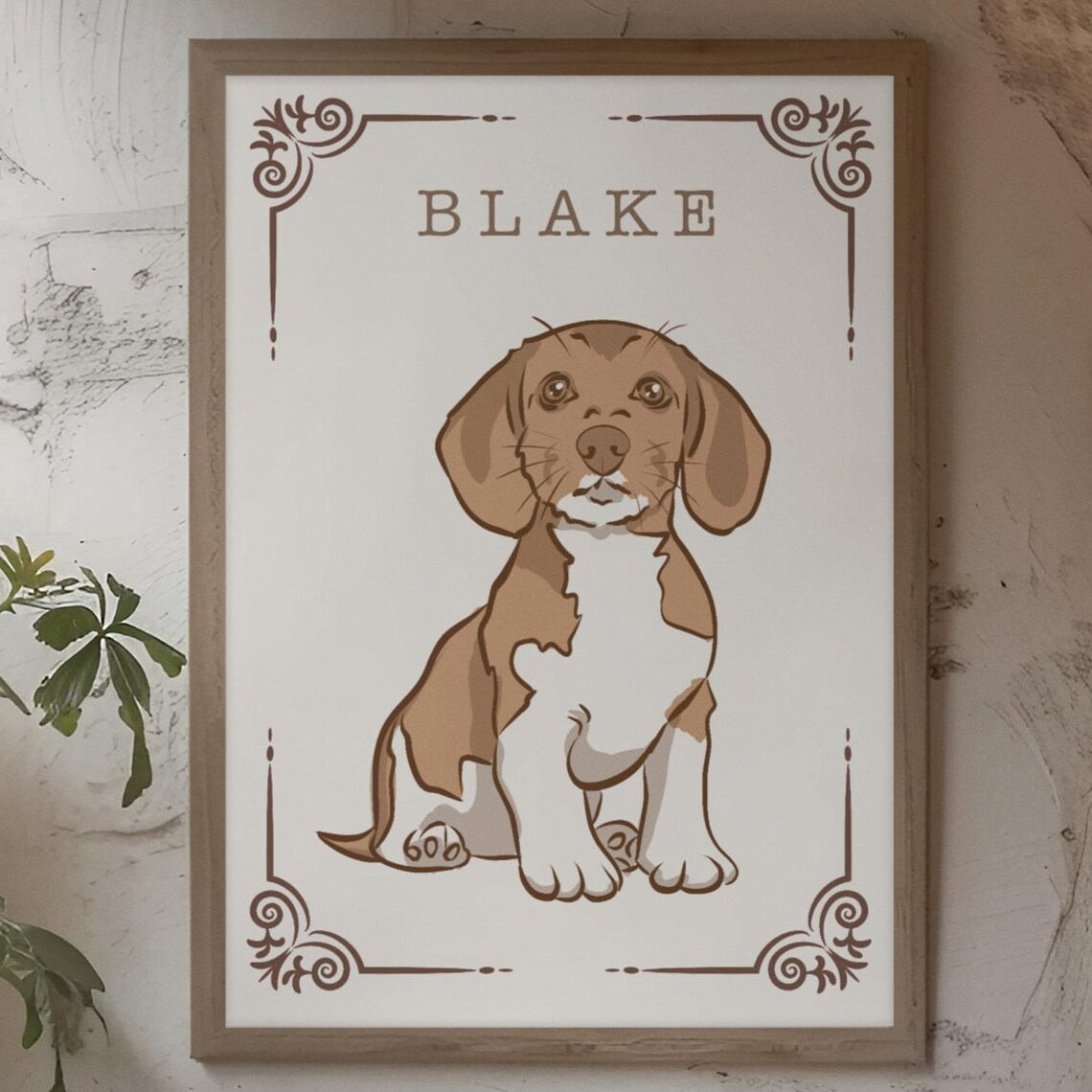 Custom Hand Drawn Dog Painting, Pet Portrait