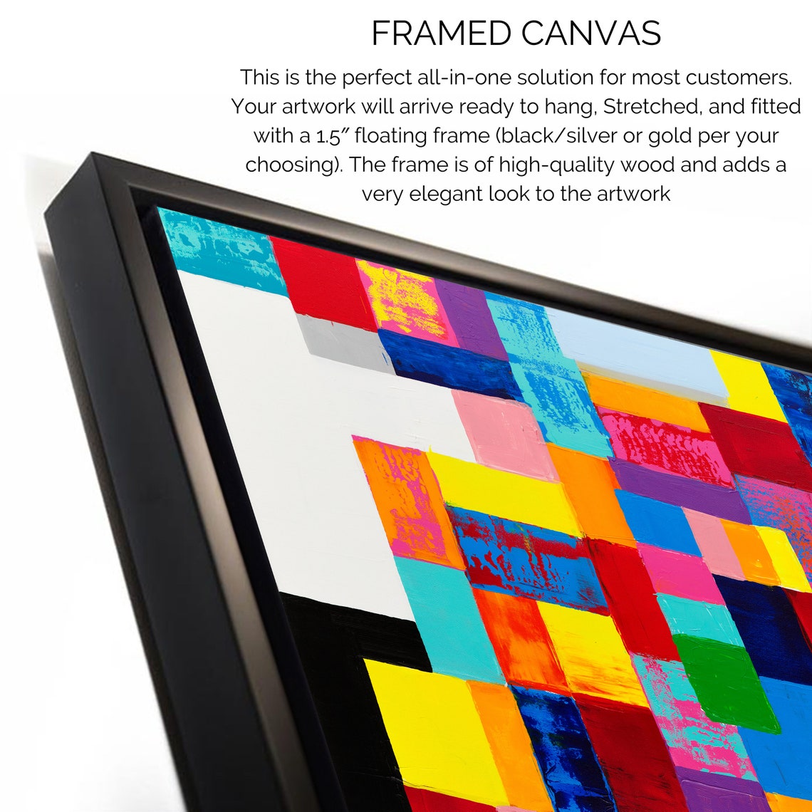 Colorful Mosaic Squares Grid on White Geometric Abstract Poster - Image 2