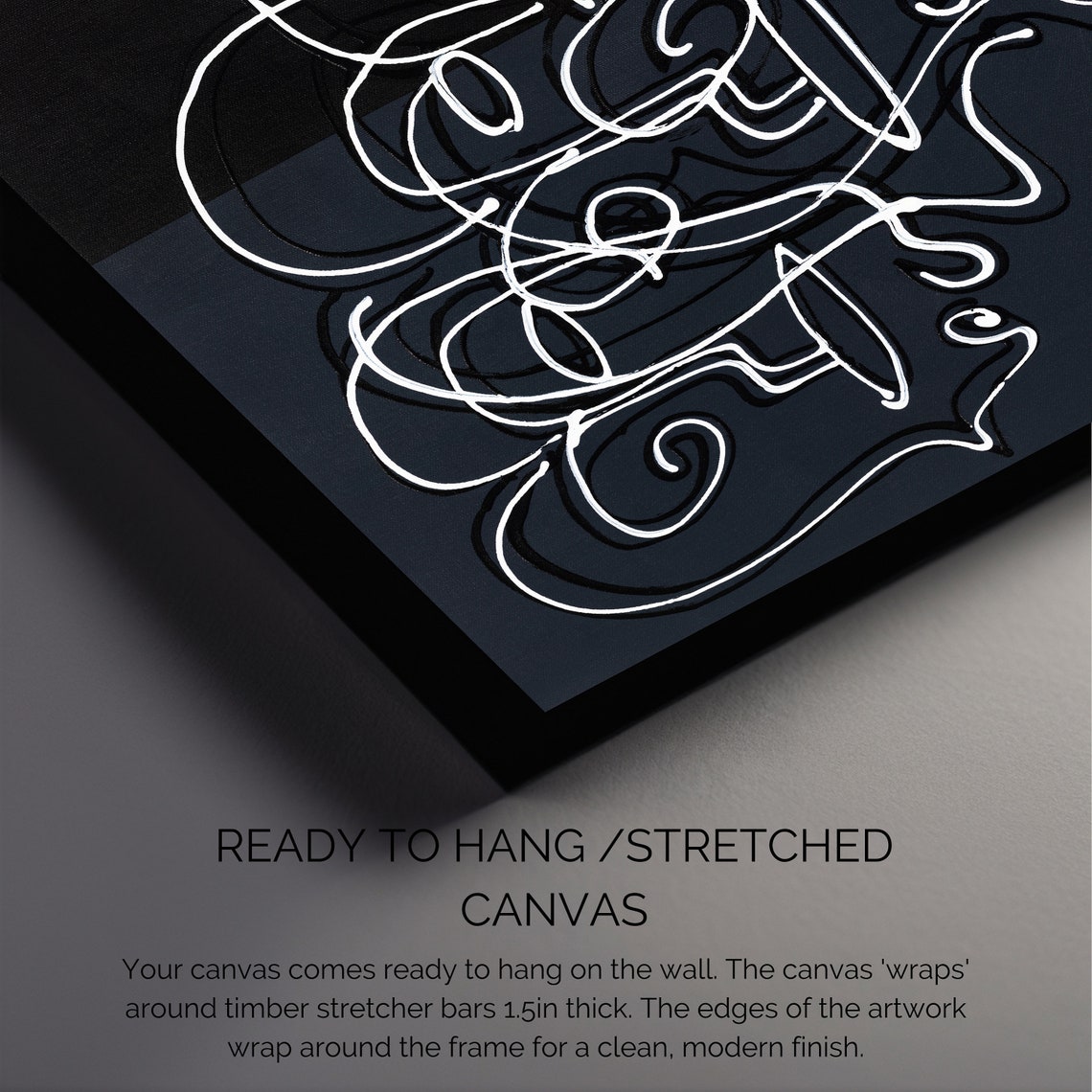 Two White Line Art Faces on Black Modern Minimalist Abstract Poster - Image 2