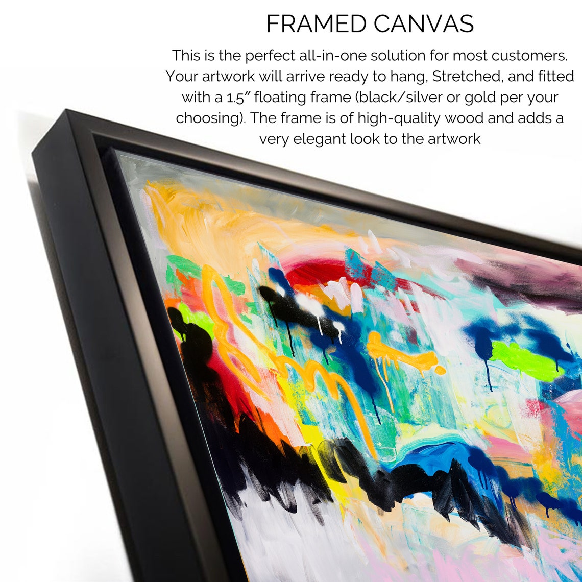 Color Explosion Brushwork Square Modern Abstract Artwork Poster - Image 3