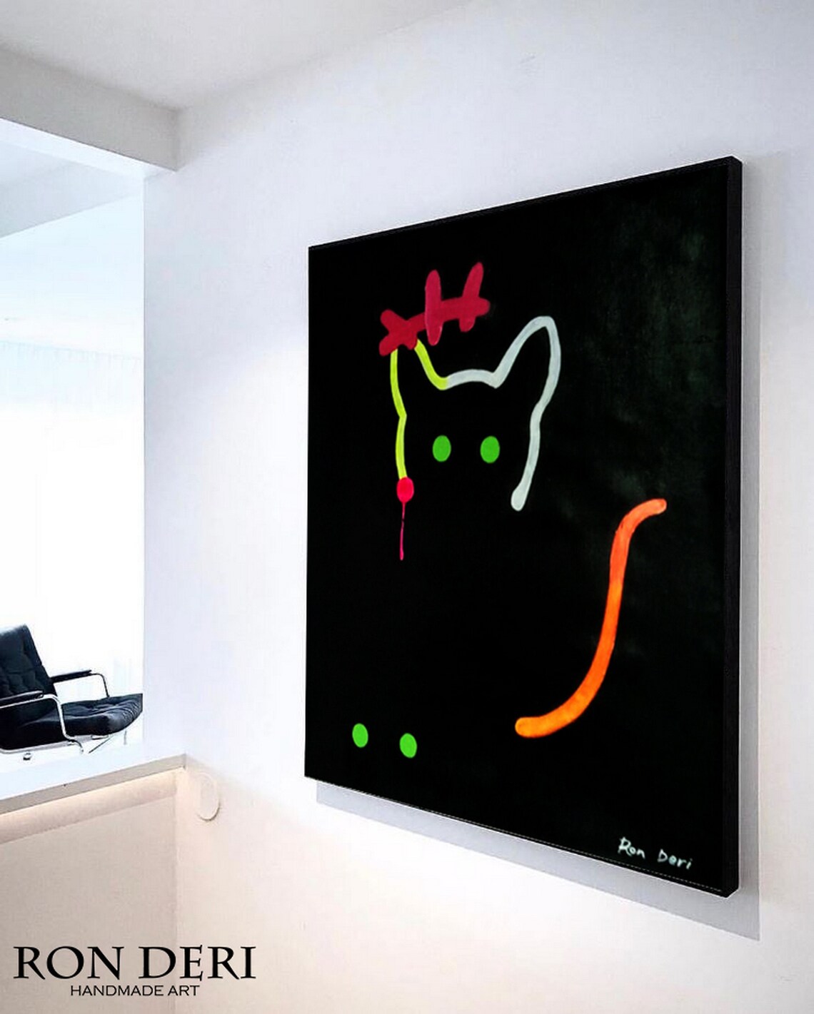 Abstract Cat Painting, Office Decor Art Print - Image 2