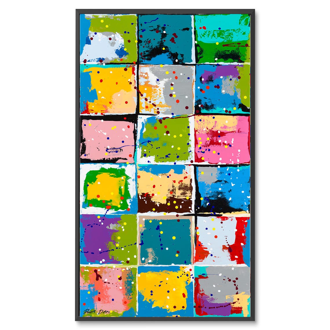 Splattered Color Square Grid Tall Modern Abstract Decor Poster - Image 4