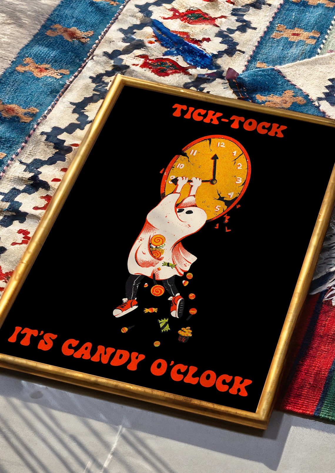 Tick Tock Its Candy Oclock Ghost With Clock Halloween Wall Art - Image 3