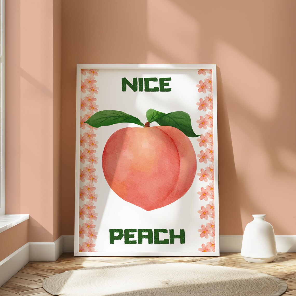 Nice Bum Peach Bathroom Art Print, Funny Decor - Image 3