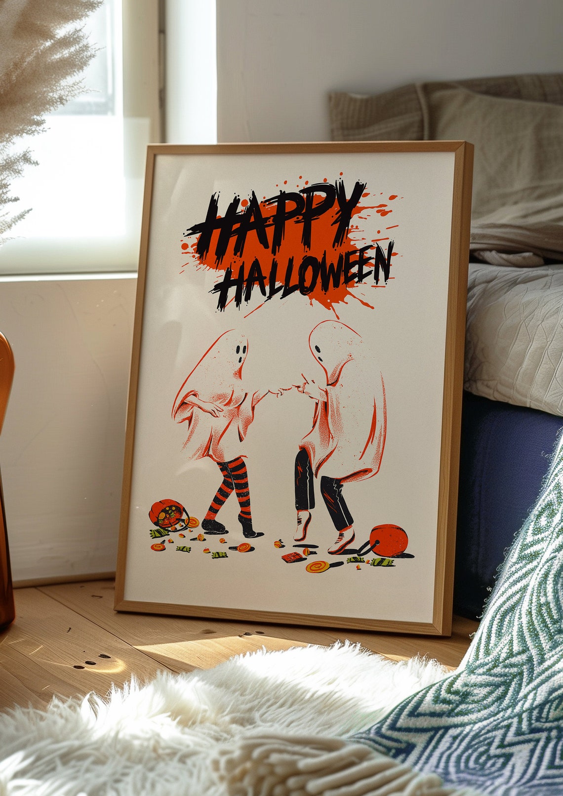 Happy Halloween Ghost Friends Spooky Season Candy Art Poster - Image 2