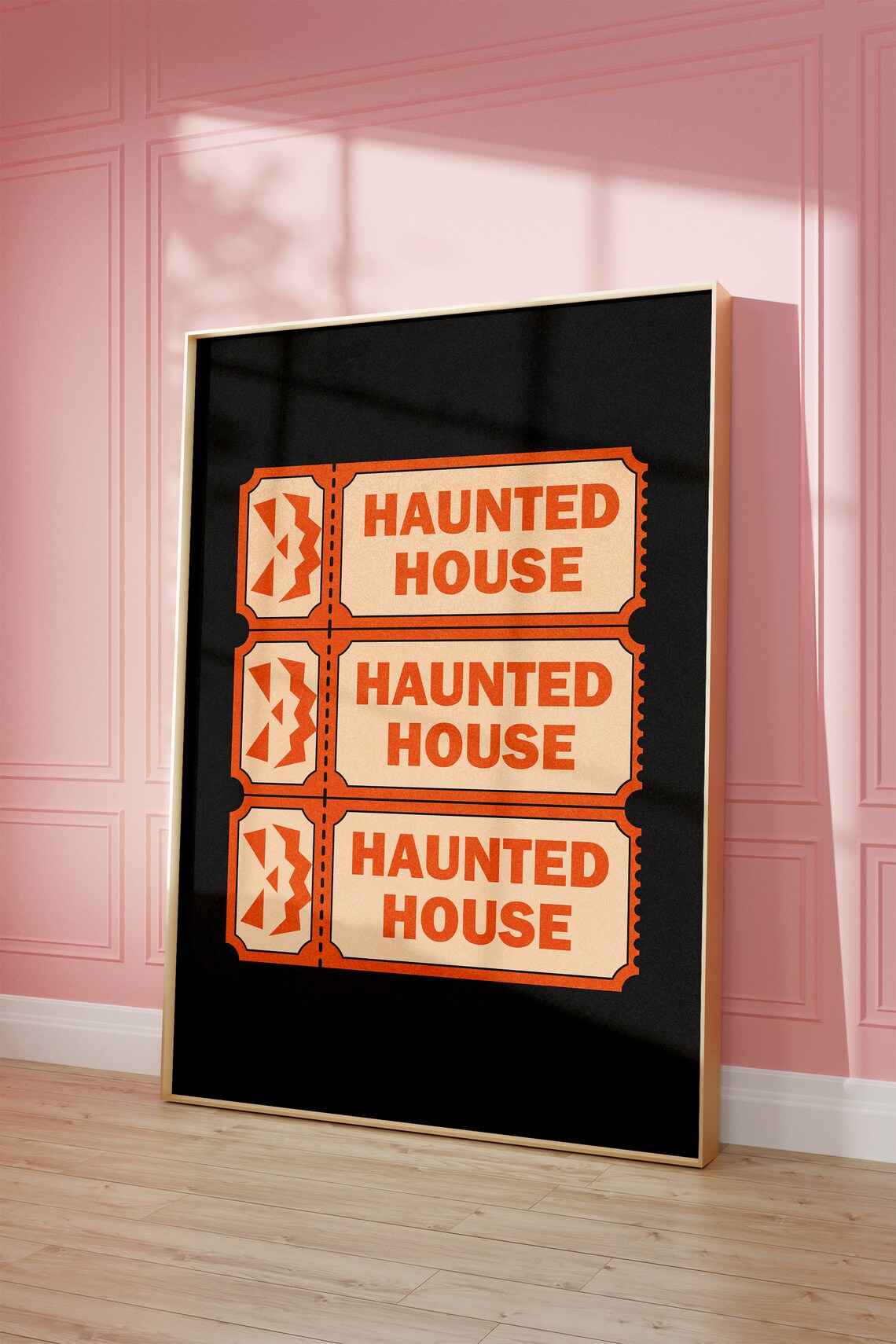 Haunted House Tickets Black Orange Retro Admission Stub Halloween Poster - Image 4