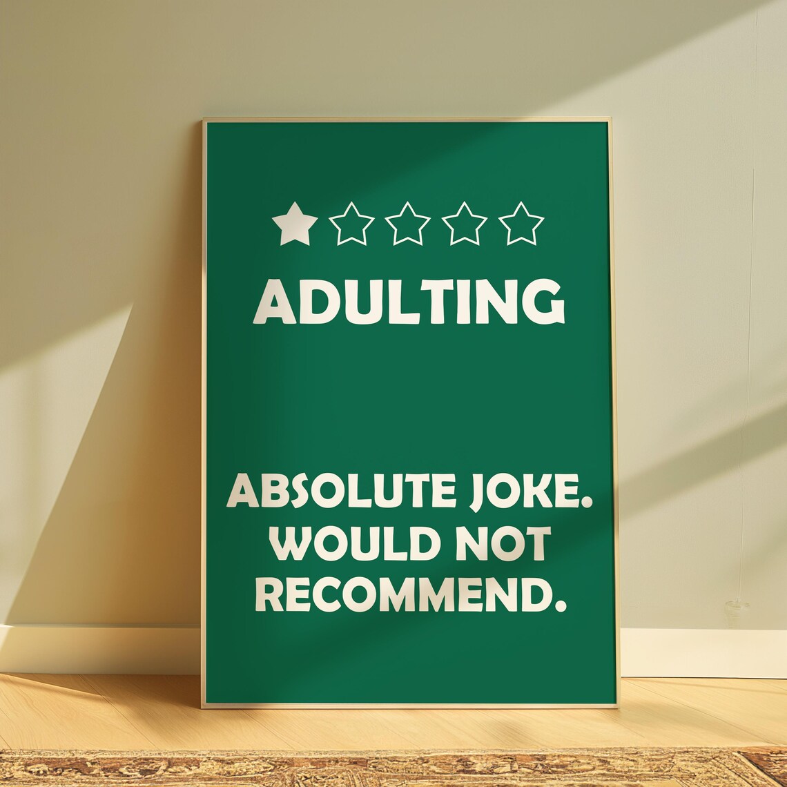 Adulting One Star Review Bedroom Humor Poster Print