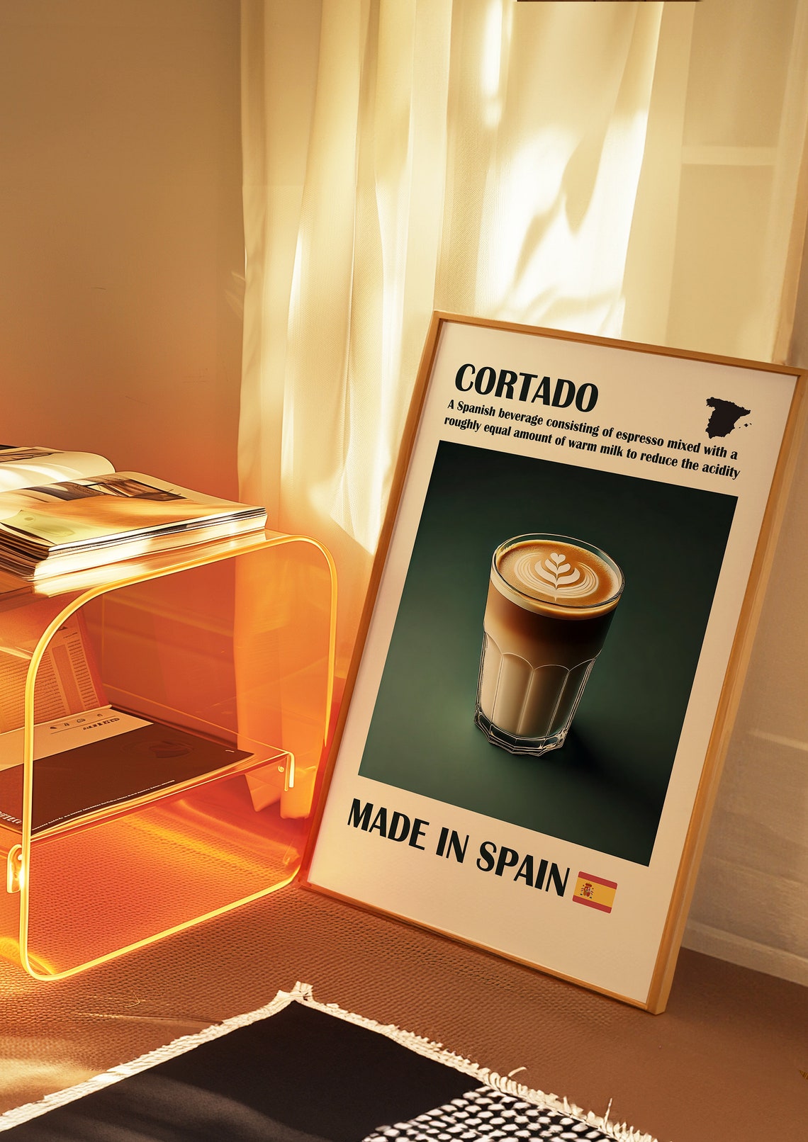 Cortado Spain Coffee Recipe Espresso Illustration Kitchen Poster - Image 2