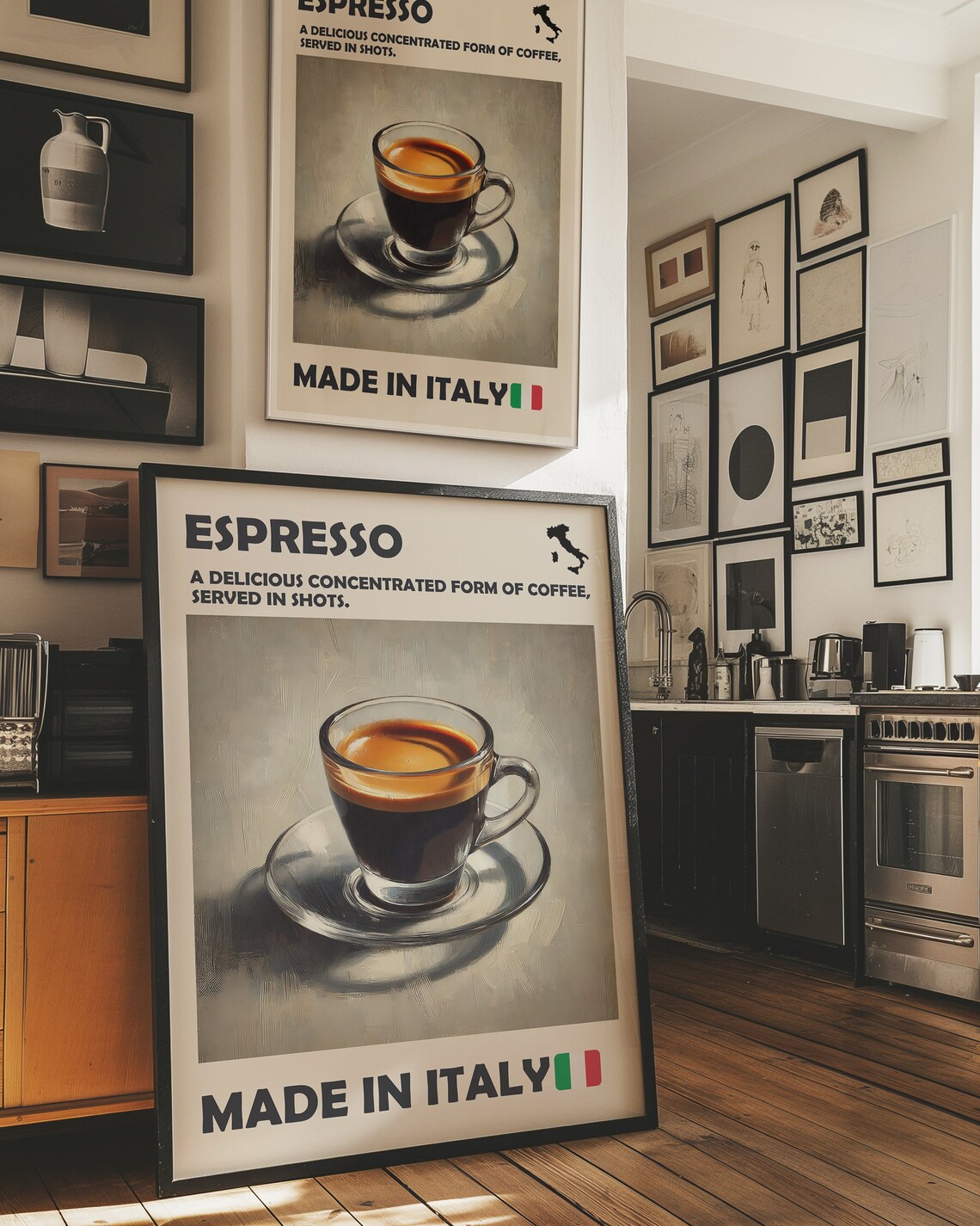 Italian Espresso Coffee Poster, Trendy Kitchen Wall Art - Image 3