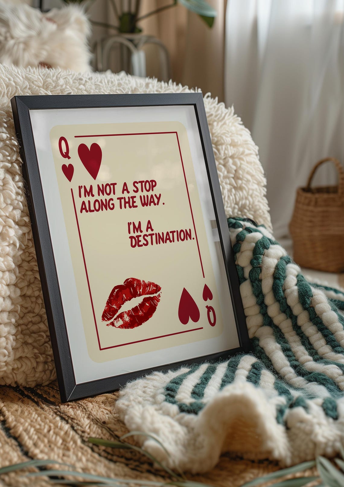 Trendy Queen Of Hearts Art Print Self Love Poster Pink Trendy Wall Art Playing Card Poster Apartment Aesthetic Preppy Wall Art Love Art - Image 3